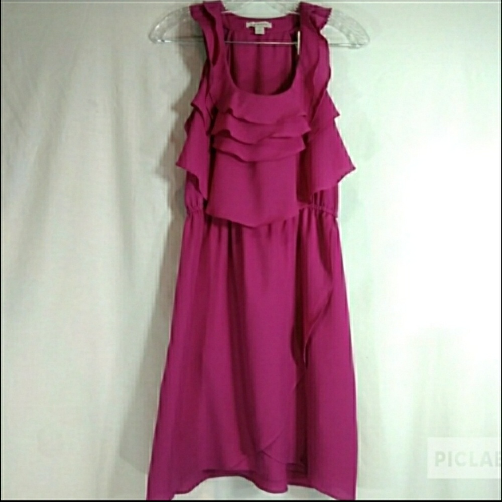 Boston Proper pink fushia ruffle dress. Size 6